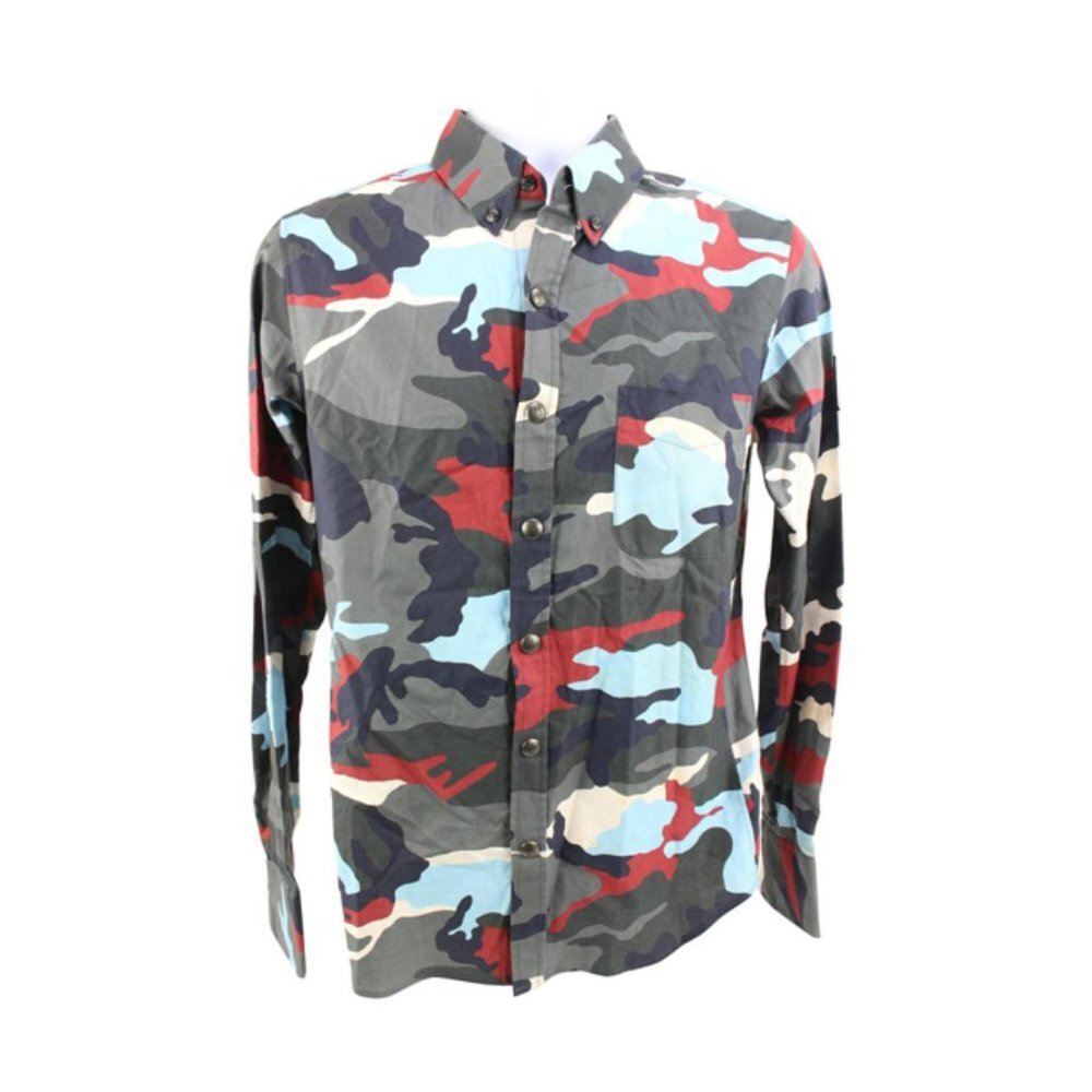 Moncler Gamme Bleu Small US Multicolor Camouflage Longsleeve Button Down  24mo71